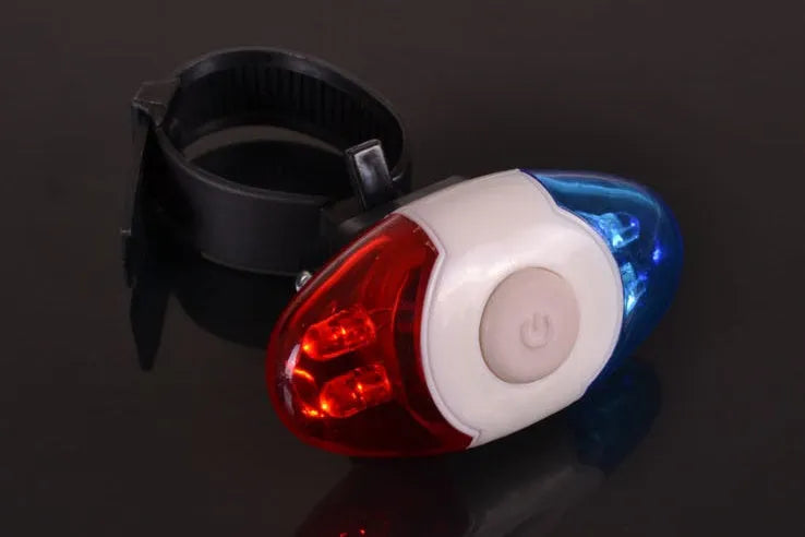 Bicycle tail light with red and blue LED beads and adjustable mounting base