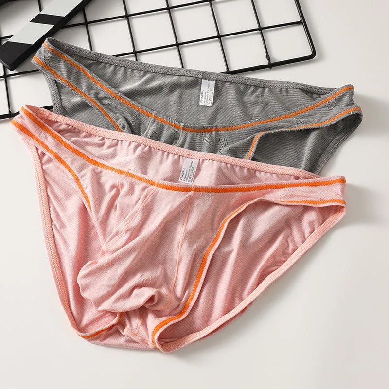 Men's Modal ice silk underwear in dark gray colour, showing knitted fabric and supportive design.