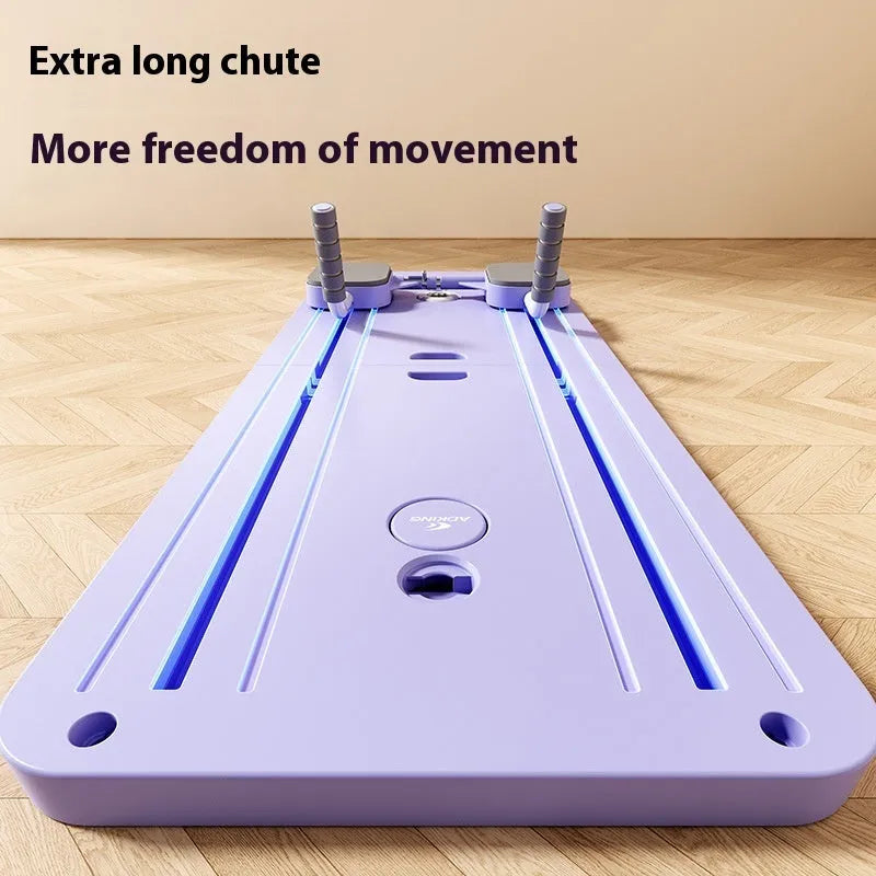 Purple PP plastic fitness board with automatic rebound abdominal wheel for home workouts