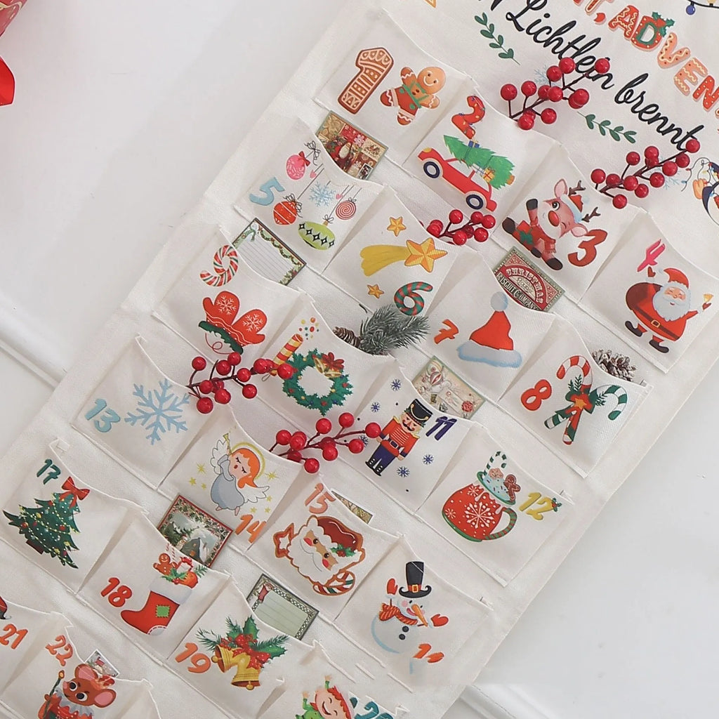50x100cm brocade Christmas countdown gift bag with silk screen print in Colour 01