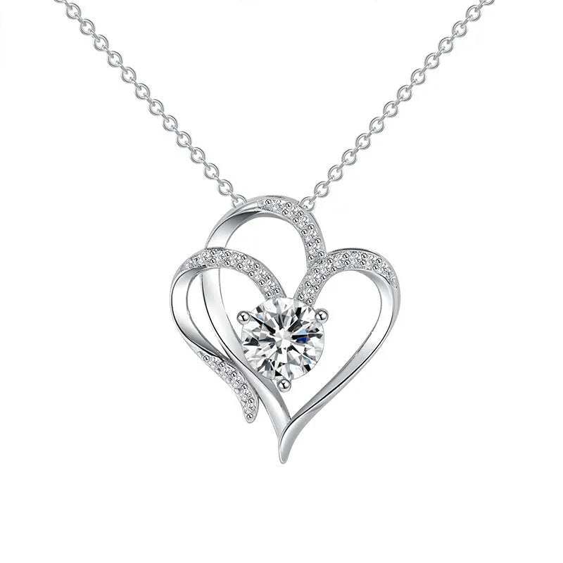 Heart-shaped women's 925 silver necklace in rose gold, white gold and yellow gold colours