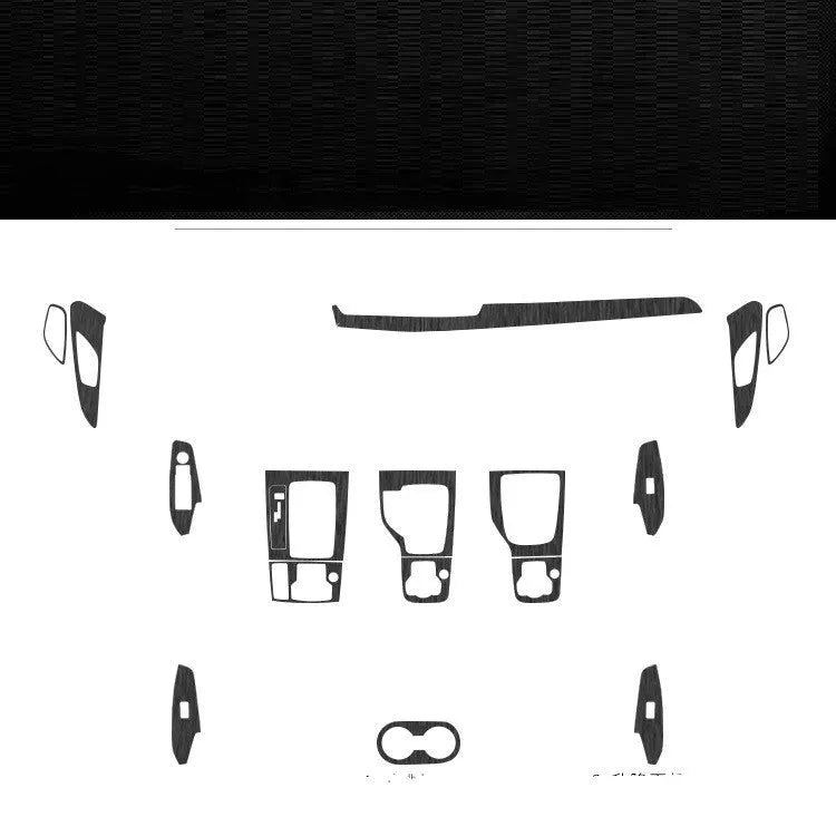 Car interior modification sticker kit for dashboard and centre console customisation with carbon fibre pattern