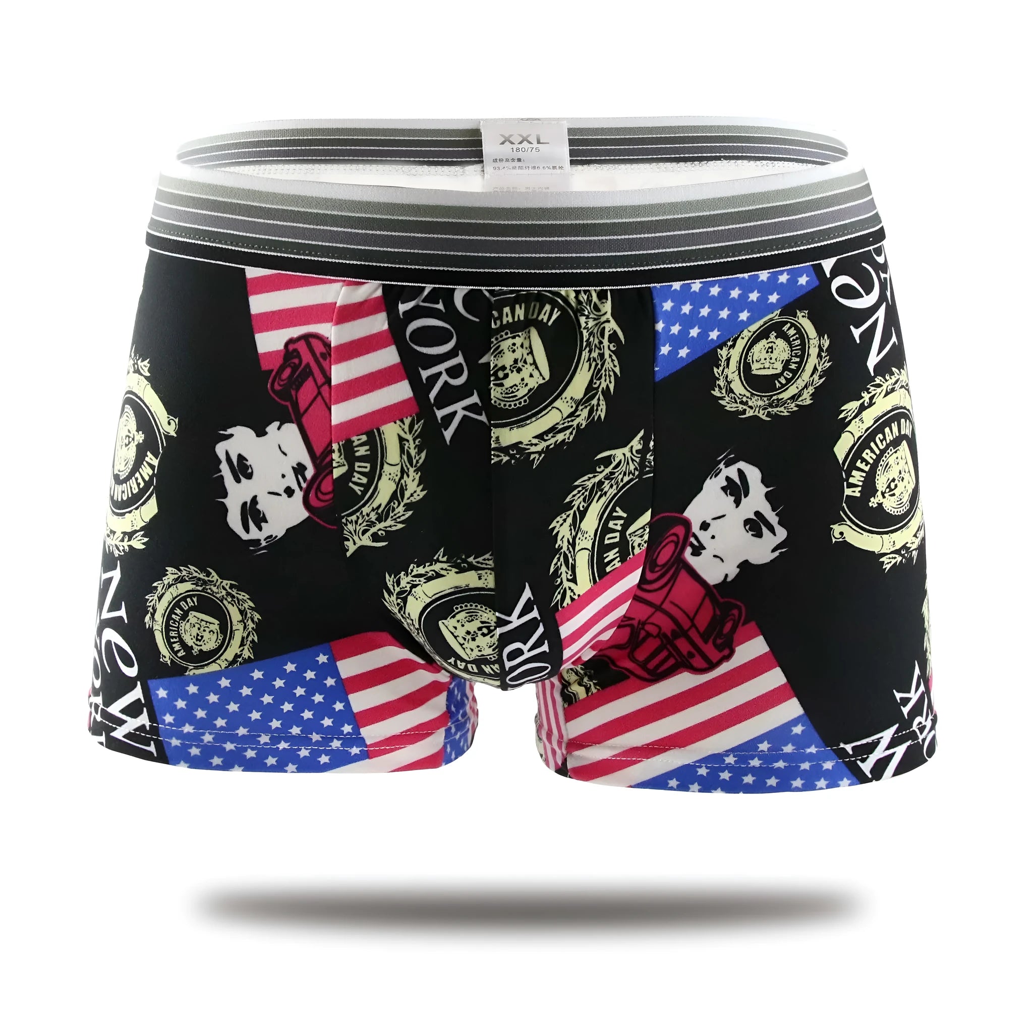 Cartoon print mid-waist polyester boxer briefs men's underwear elastic waistband