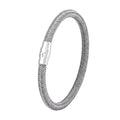 Geometric titanium steel wire bracelet with magnetic closure in silver tone