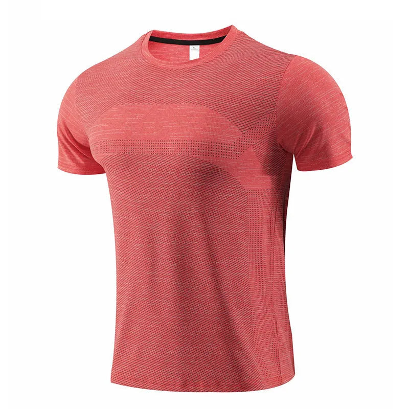 Men's short sleeve running t-shirt in polyester spandex fabric for basketball and workouts