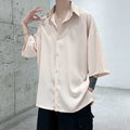 Men's half sleeve solid shirt in white, beige, black, Klein blue, light blue or gray blue, yarn-dyed fabric, sizes M to 3XL
