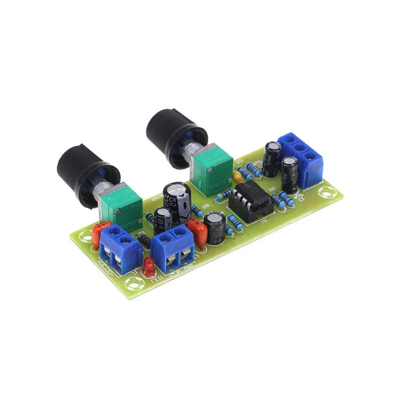 Front stage bass boost board with 78x32mm FR-4 fibreglass PCB and mounting holes