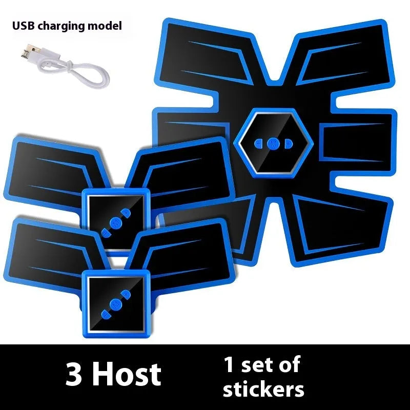 Eight-piece abdominal muscle waist reduction massage patch set with PU leather, silicone and ABS resin construction
