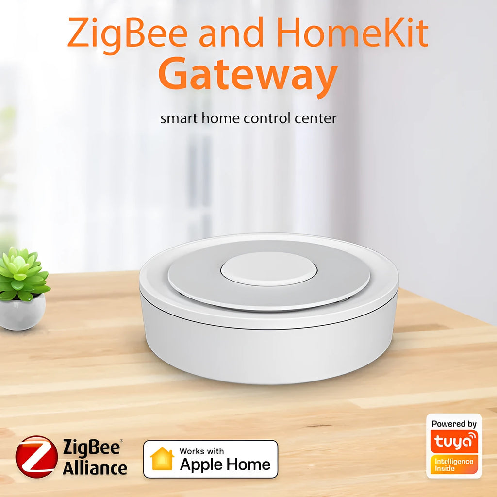 White square ZigBee smart home gateway with 55 metre wireless range