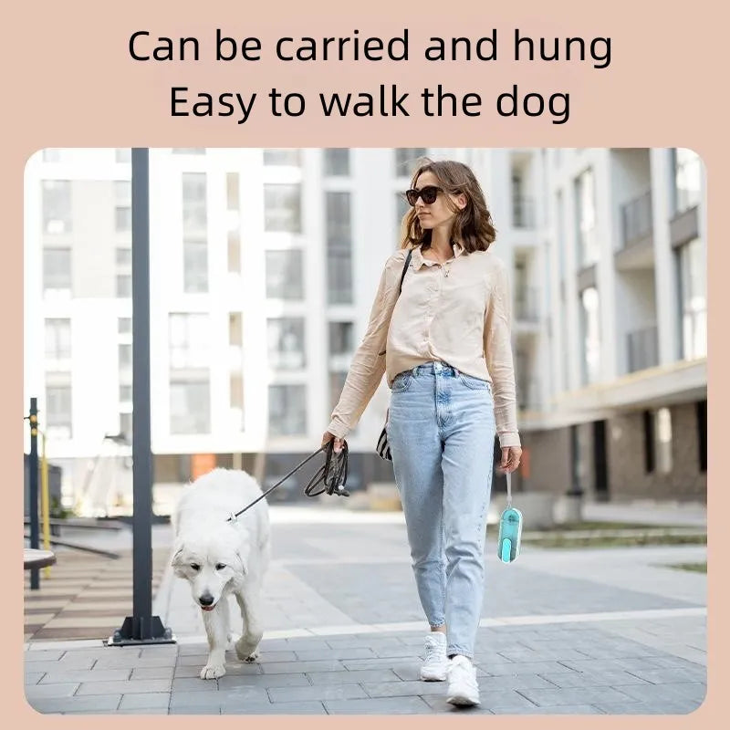 Portable pet water bottle with foldable drinking bowl in blue, grey, and pink colour options