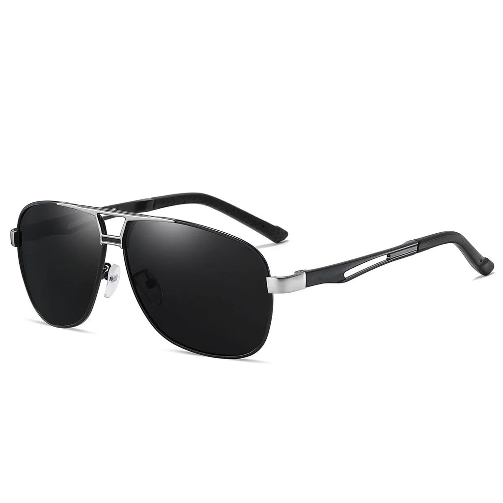 Men's orange red aviator sunglasses with metal frame and polarised TAC lenses