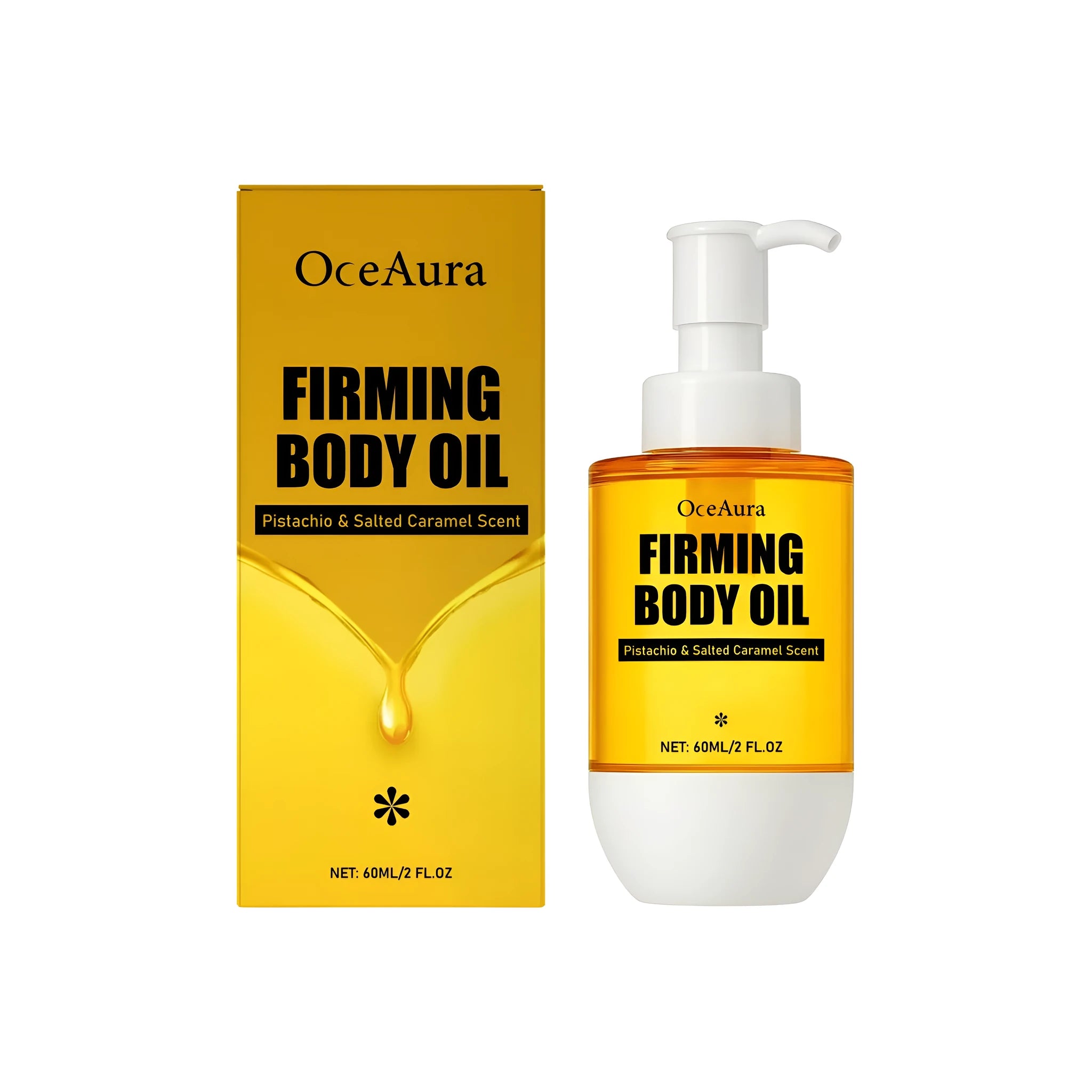 60ml bottle of caramel-coloured tightening and wrinkle resistant body oil