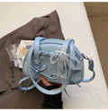 Women's bandage bow design PU leather shoulder handbag with mobile phone compartment in milky white colour
