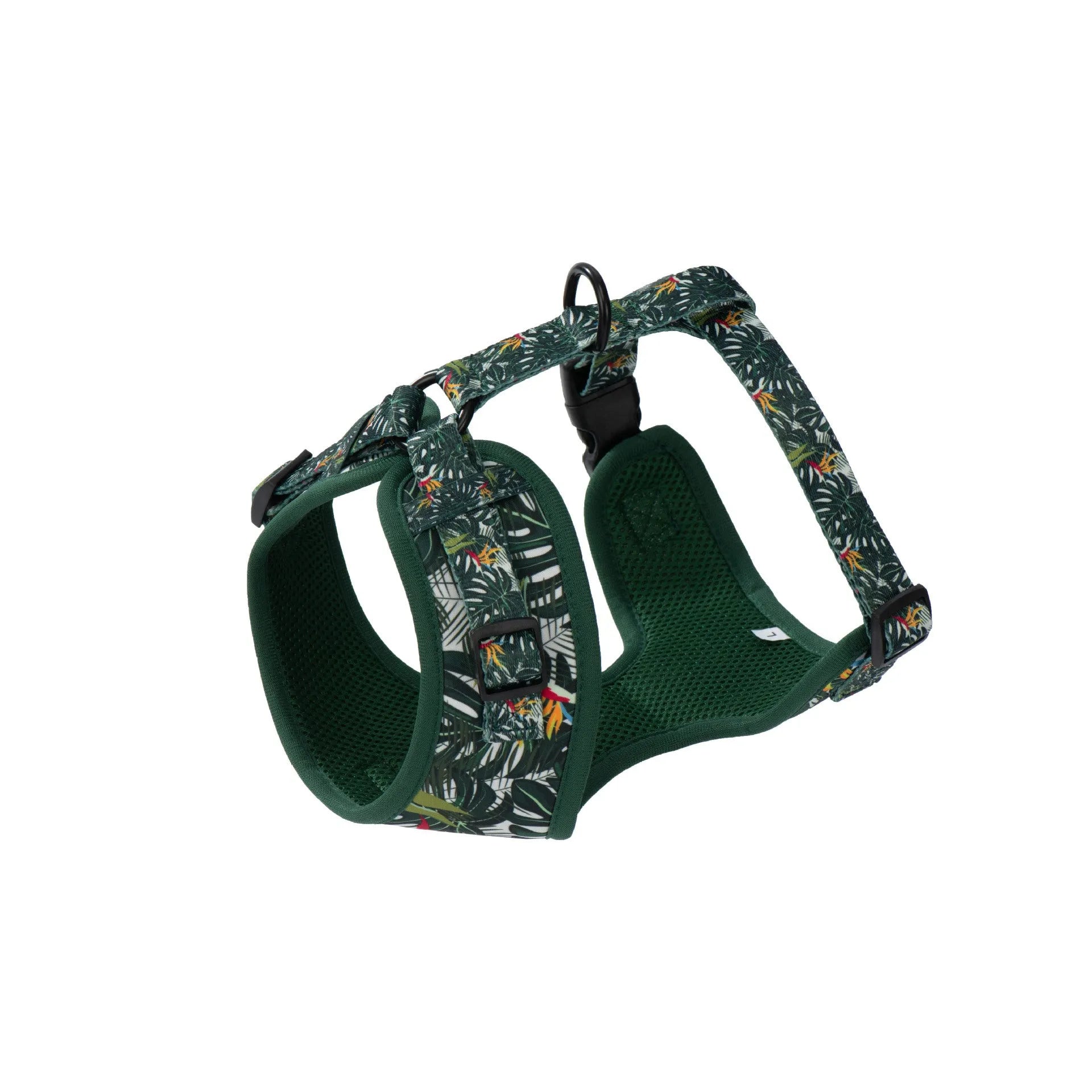 Adjustable cloth vest dog harness set with leash, collar, waste bag, bow tie, and bib in multiple colours