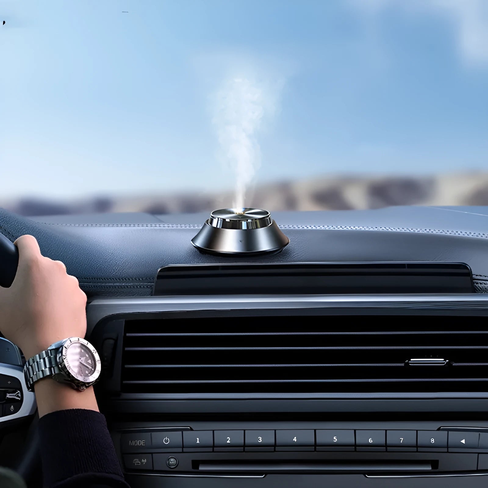 Butterfly-design metal car aromatherapy machine with USB connection and black cologne scent