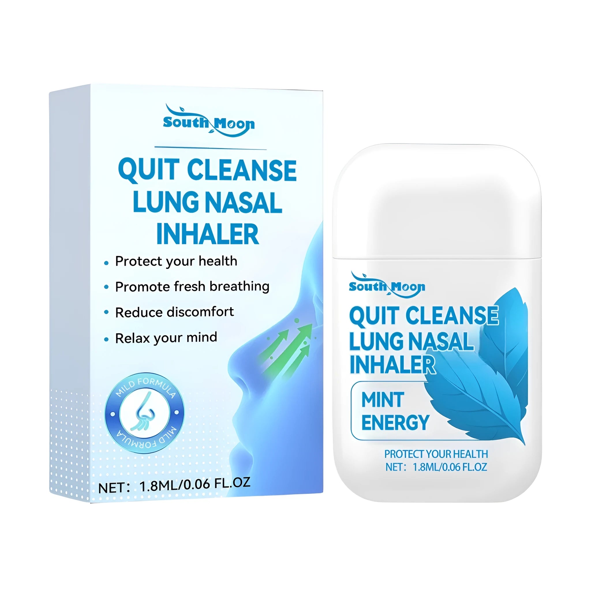 Quit Cleanse herbal nasal inhaler device with 1.8ml capacity and nasal aspirator