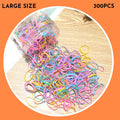 Pack of multicolour TPU baby hair ties in a reusable plastic storage container.