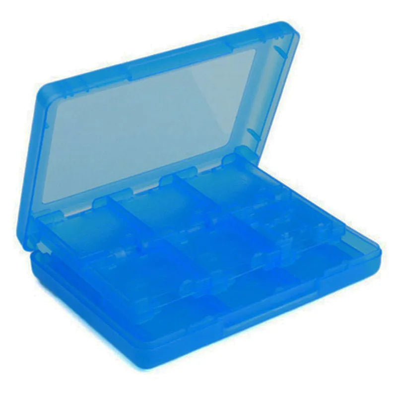Black NDS 3DS game card storage box holding multiple game cartridges