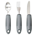 Stainless steel adaptive eating utensils with rubber anti-shock handles for elderly dining assistance