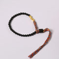 Hand-woven obsidian colour bracelet with 4mm width and 15.5-16cm length shown as wearable accessory