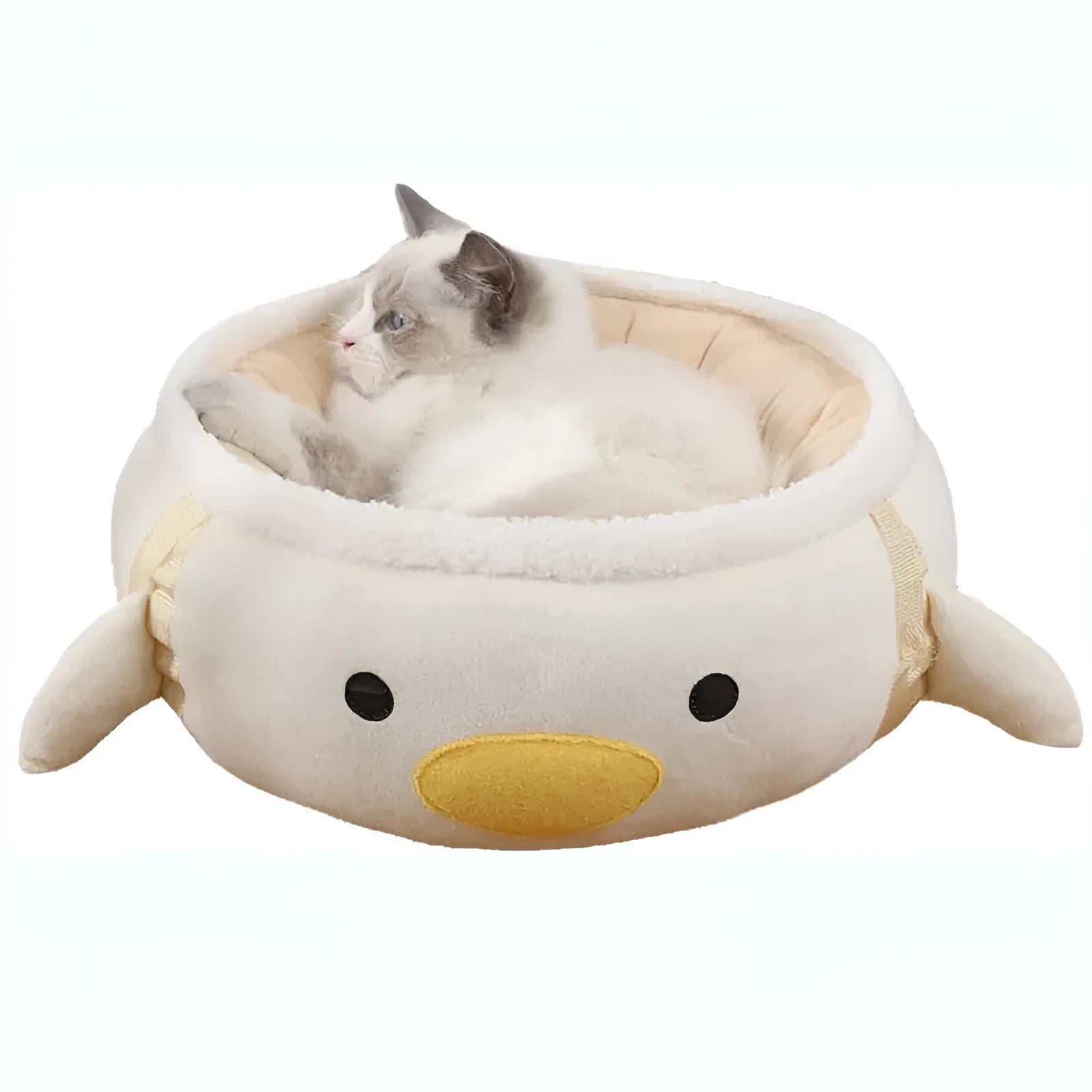 Green chick dinosaur shaped cat bed that can be used flat or hung as a hammock