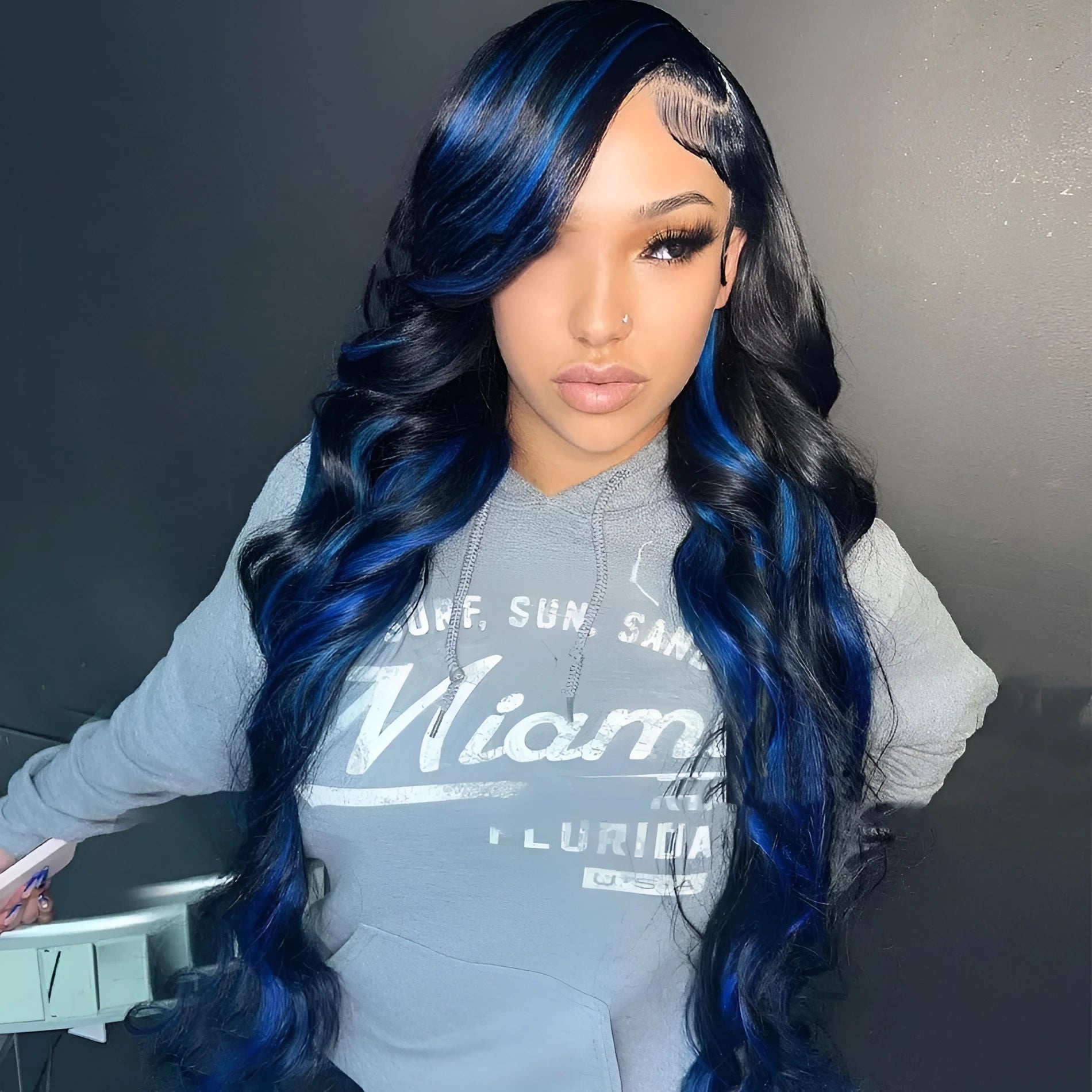 Real human hair lace front wig with 4x4 closure shown in a star fashion style on a mannequin.