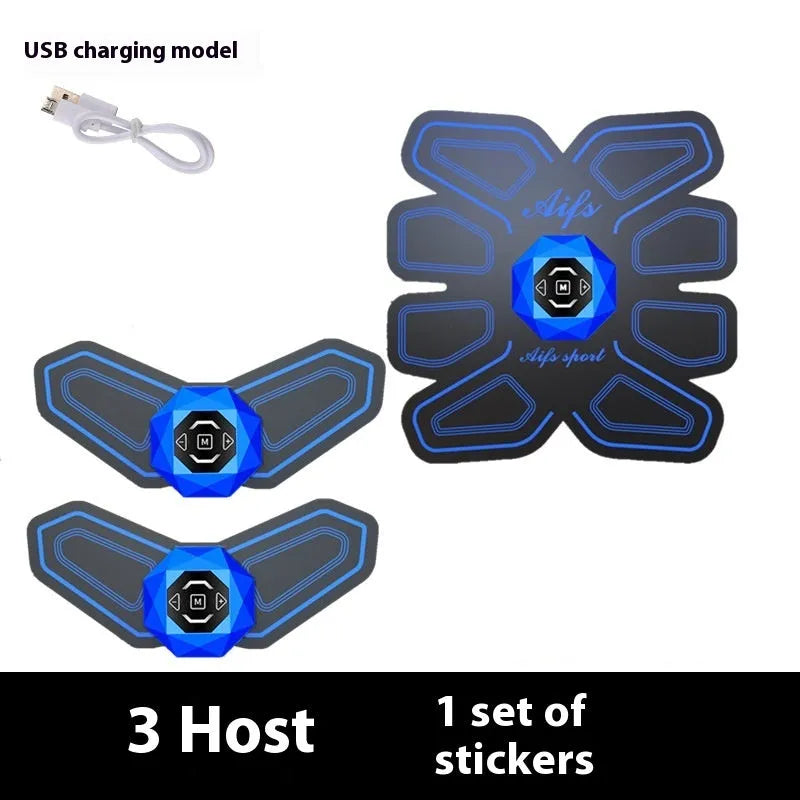 Eight-piece abdominal muscle waist reduction massage patch set with PU leather, silicone and ABS resin construction
