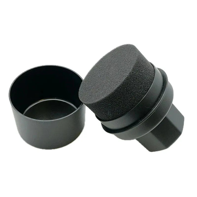 Handheld tyre polishing sponge brush with lid showing black radian hardened sponge option