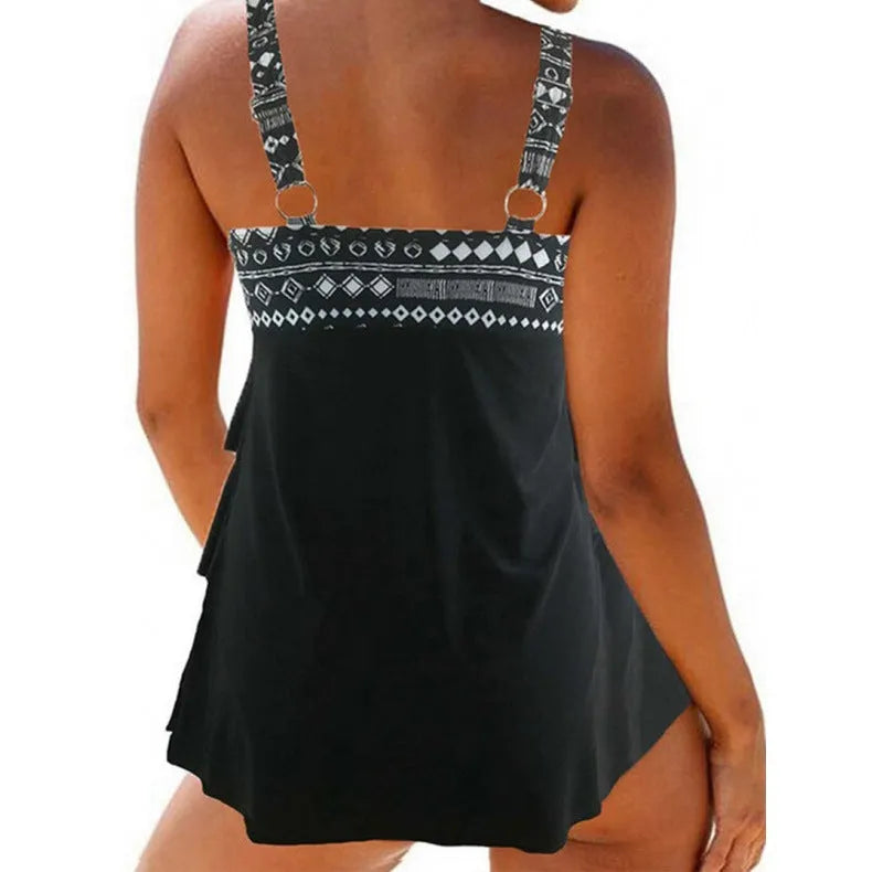 Women's plus size double strap swimsuit with bow detail and split cut design in polyester fabric