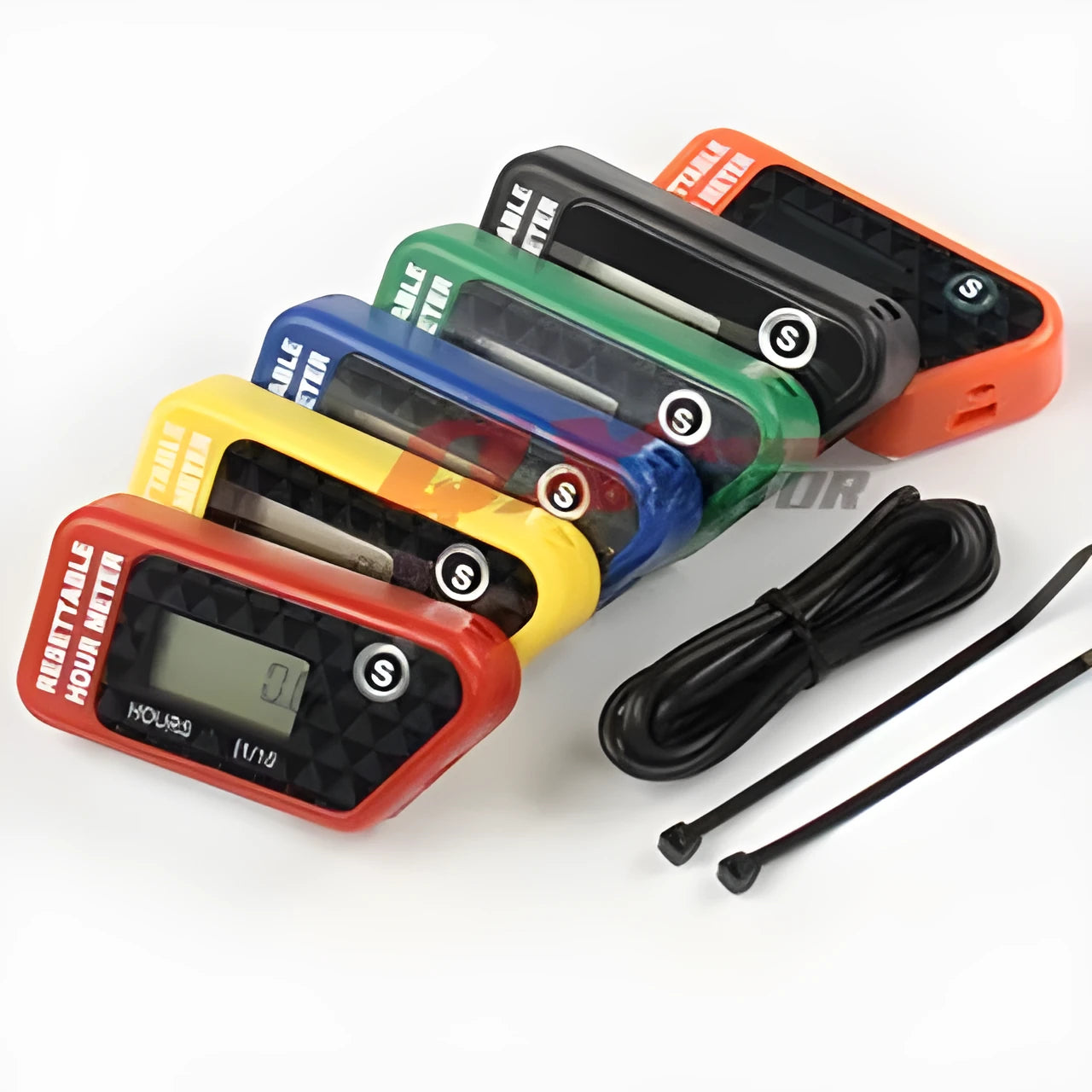 Black waterproof digital LCD maintenance timer for vehicles and equipment