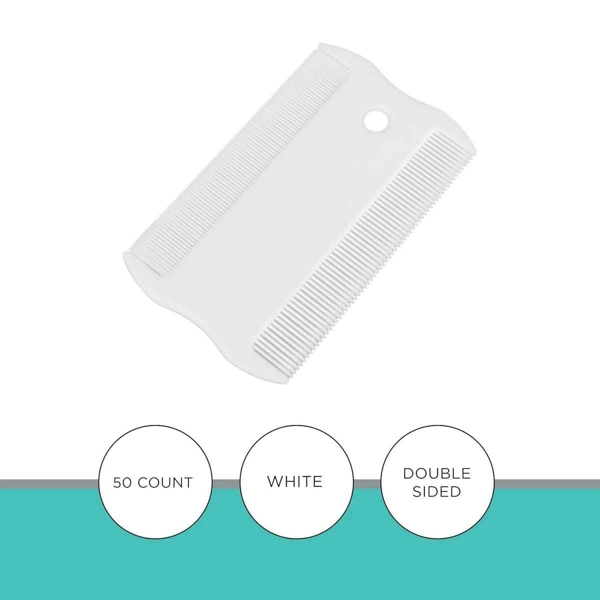 Double-sided plastic flea comb for pets showing dense teeth and compact size
