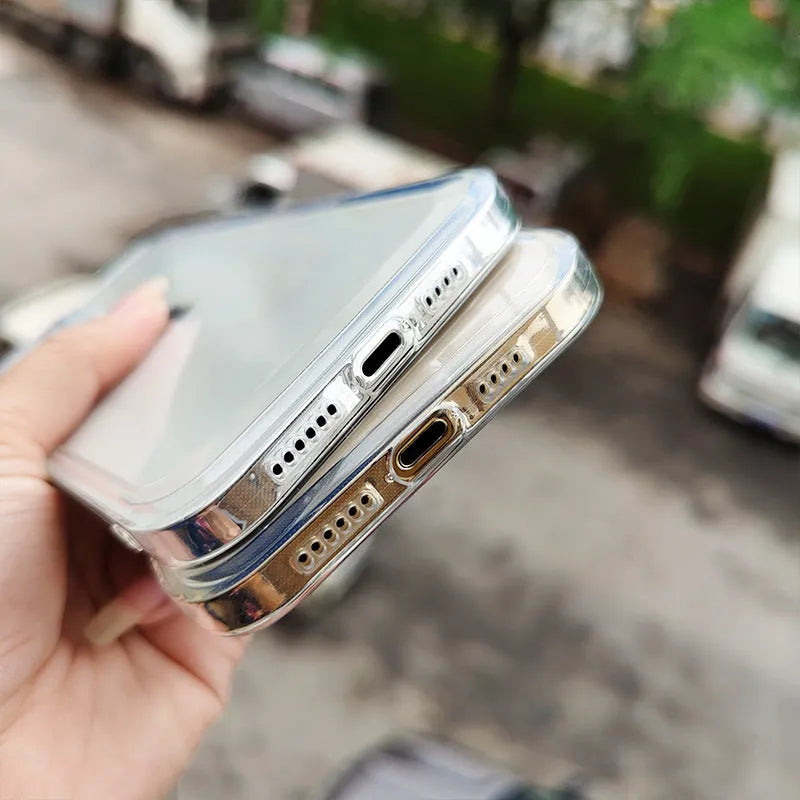 Transparent shockproof TPU phone case in Space Shell colour for iPhone models, back cover style.