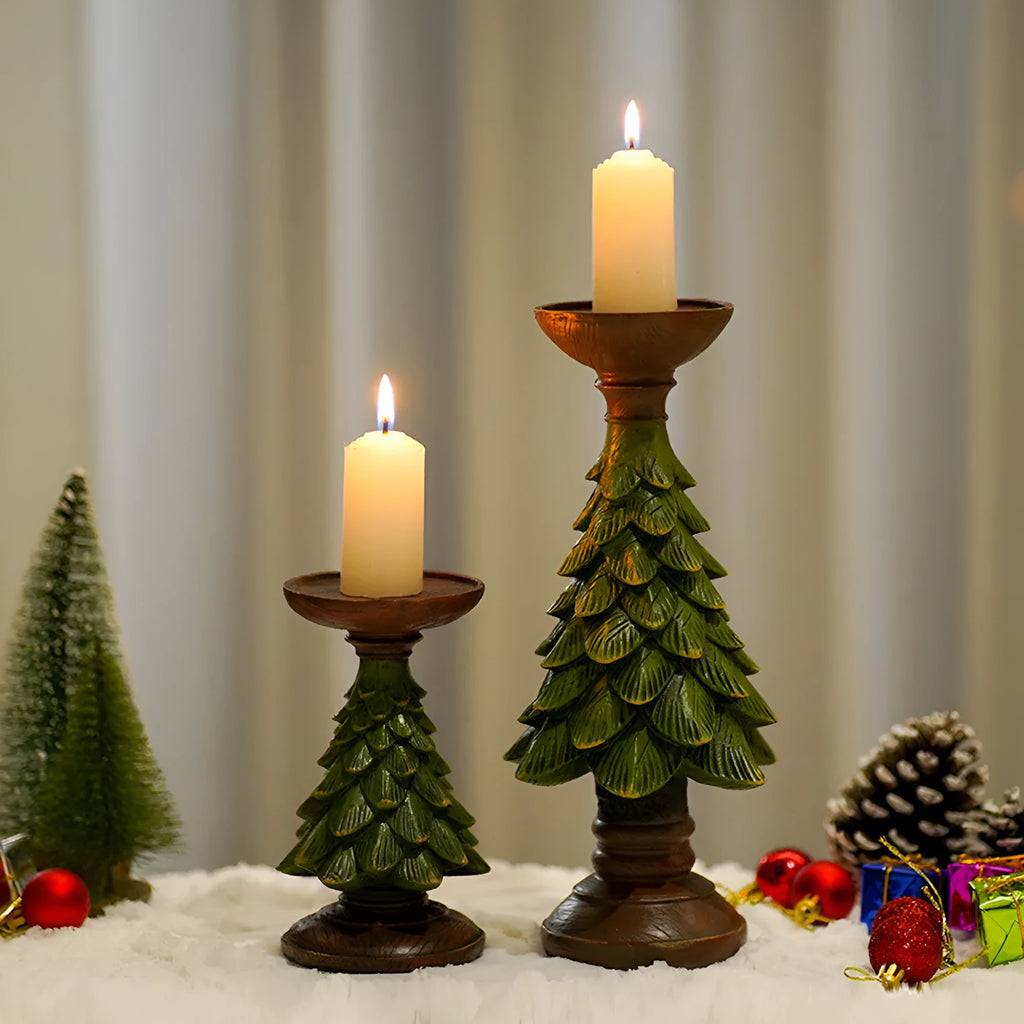 Synthetic resin Christmas tree shaped candle holder candlestick in medium size