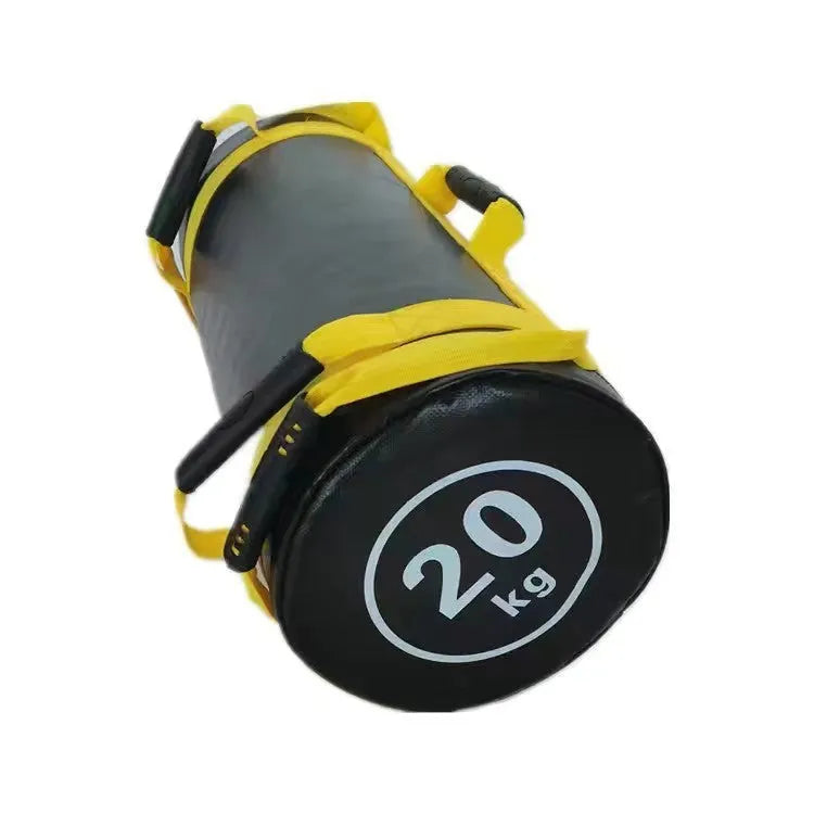 White PVC fitness energy sack power bag available in weights from 5KG to 30KG for gym training.