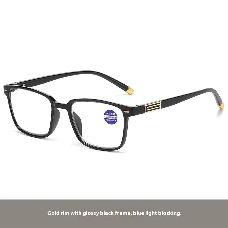 Anti blue light multifocal reading glasses with colour changing lenses in various frame colours