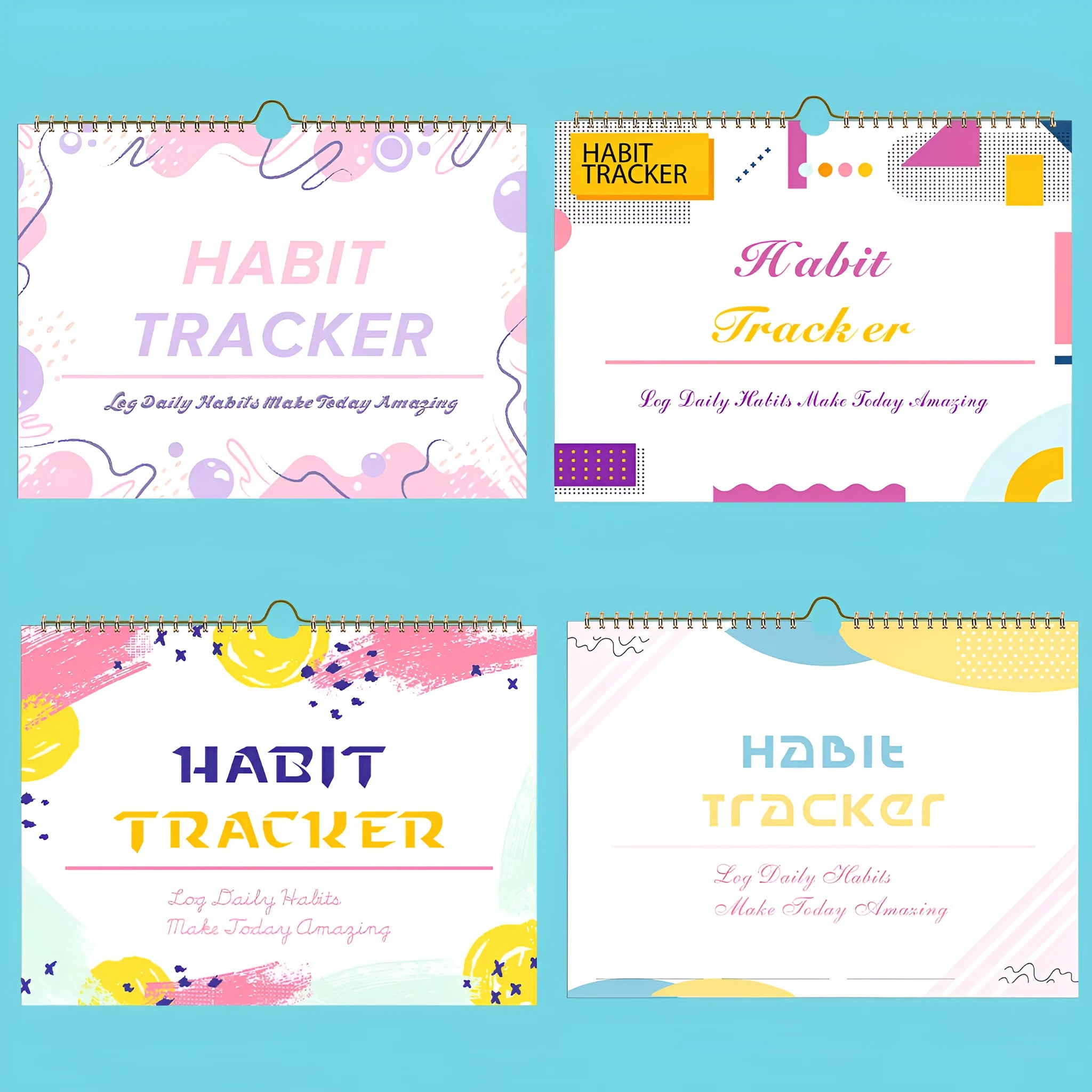 A4 habit tracking journal open showing 12 internal pages for schedule planning