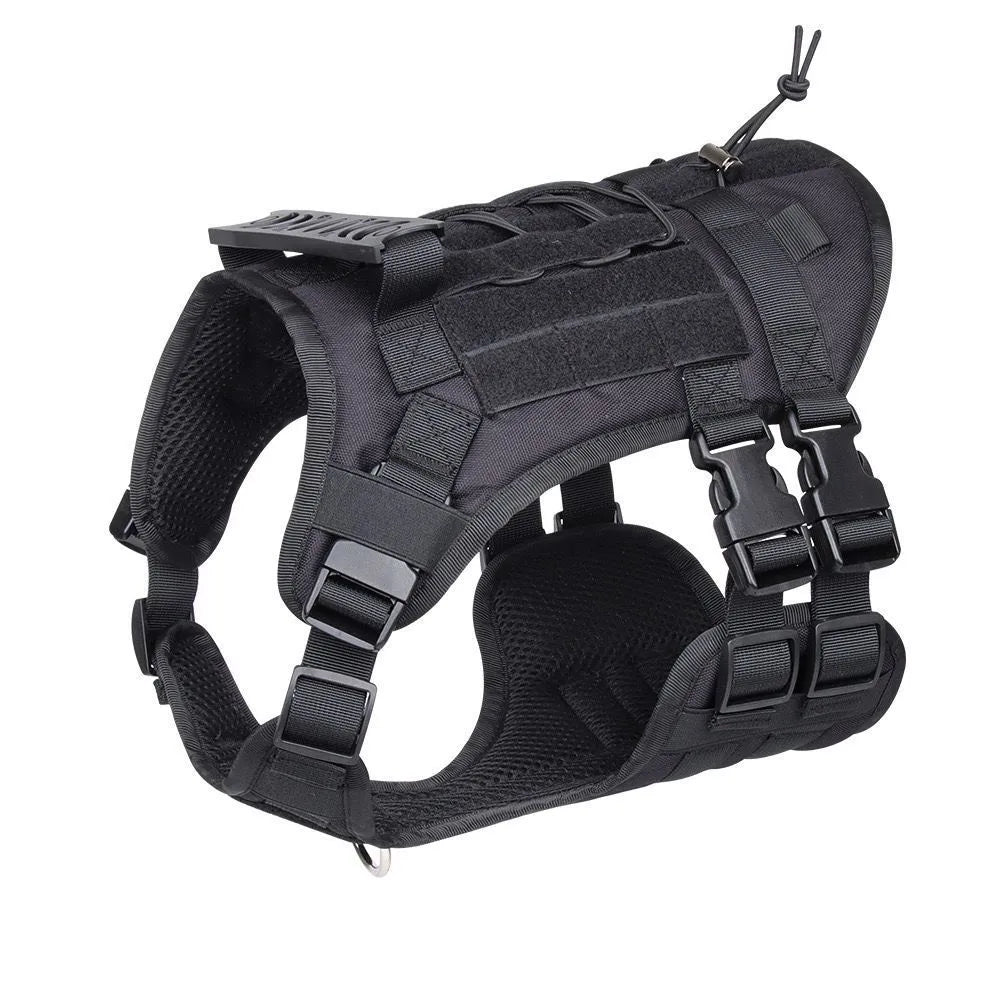Dog tactical chest and back harness Oxford cloth black army green gray adjustable sizes