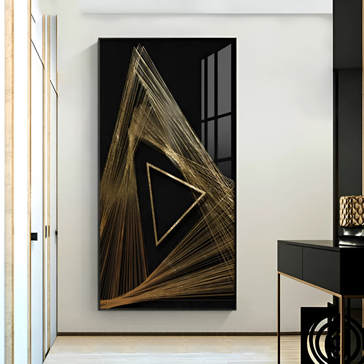 Frameless abstract geometric canvas wall art, oil on canvas, six sizes from 40x80cm to 90x180cm, modern indoor decor