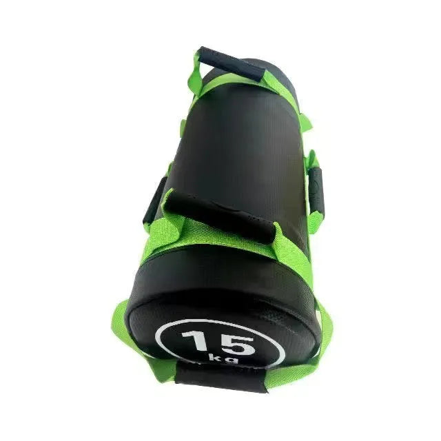 White PVC fitness energy sack power bag available in weights from 5KG to 30KG for gym training.