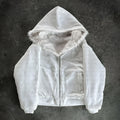 Casual loose-fitting polyester coat in solid black or white colour with long sleeves