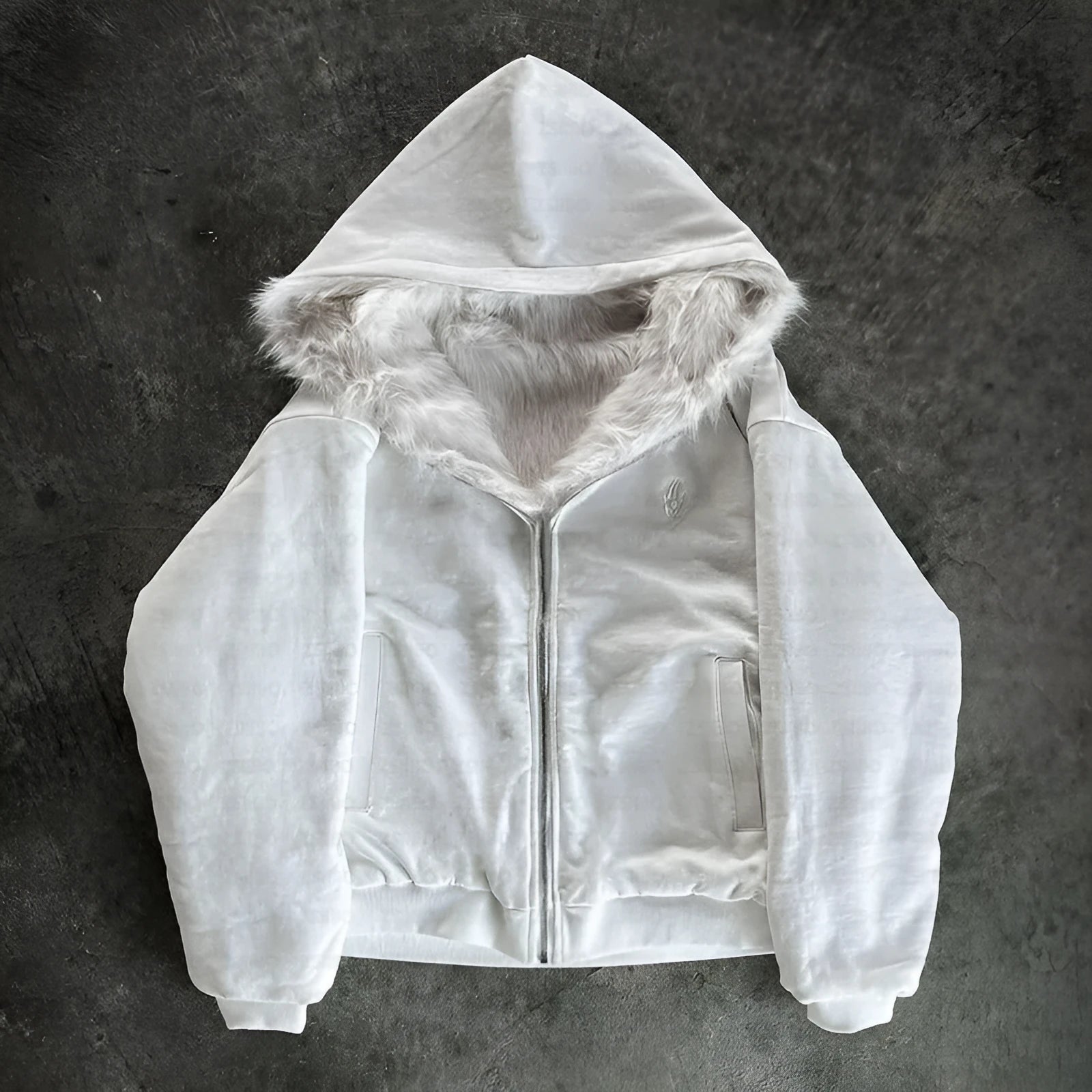 Casual loose-fitting polyester coat in solid black or white colour with long sleeves