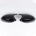 BMW 3 Series E90 rearview mirror replacement shell pair in black and carbon pattern finishes