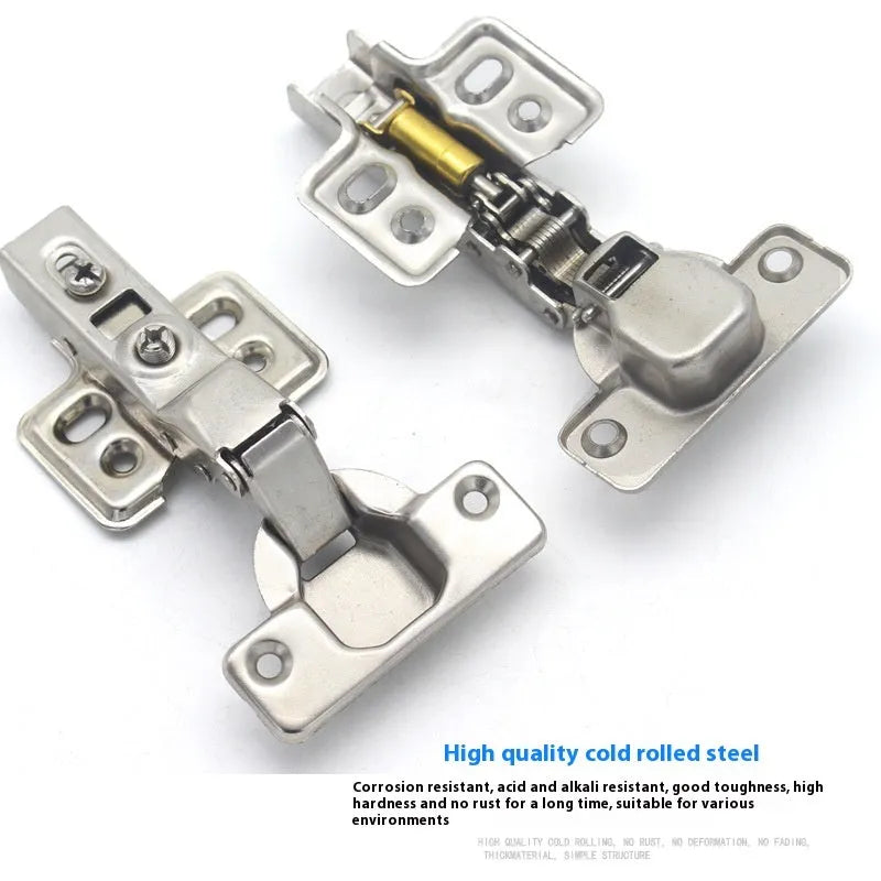 Thickened hydraulic hinge with damping cushion for cabinet wardrobe doors in nickel plated finish