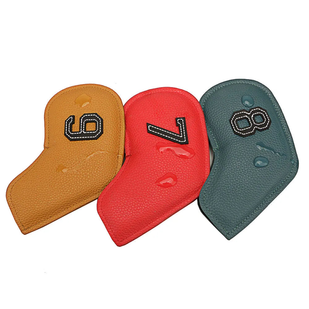 10-piece digital printed golf club head cover set with various colour designs
