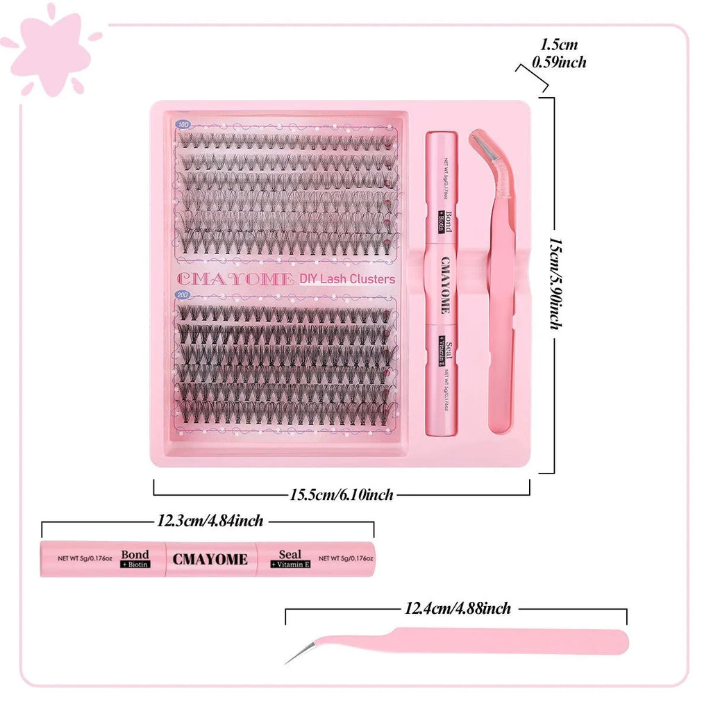 DIY single cluster false eyelashes in natural thick mixed split type with artificial fibre construction
