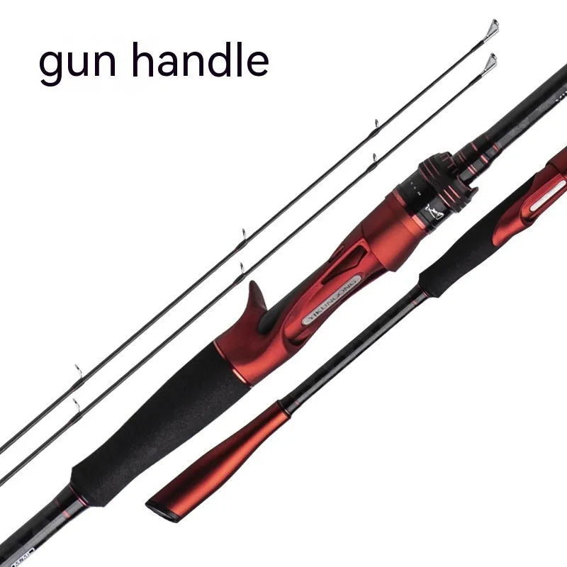Carbon fishing rod with straight handle or pikestaff option in 2.1m and 2.4m lengths for light lure fishing