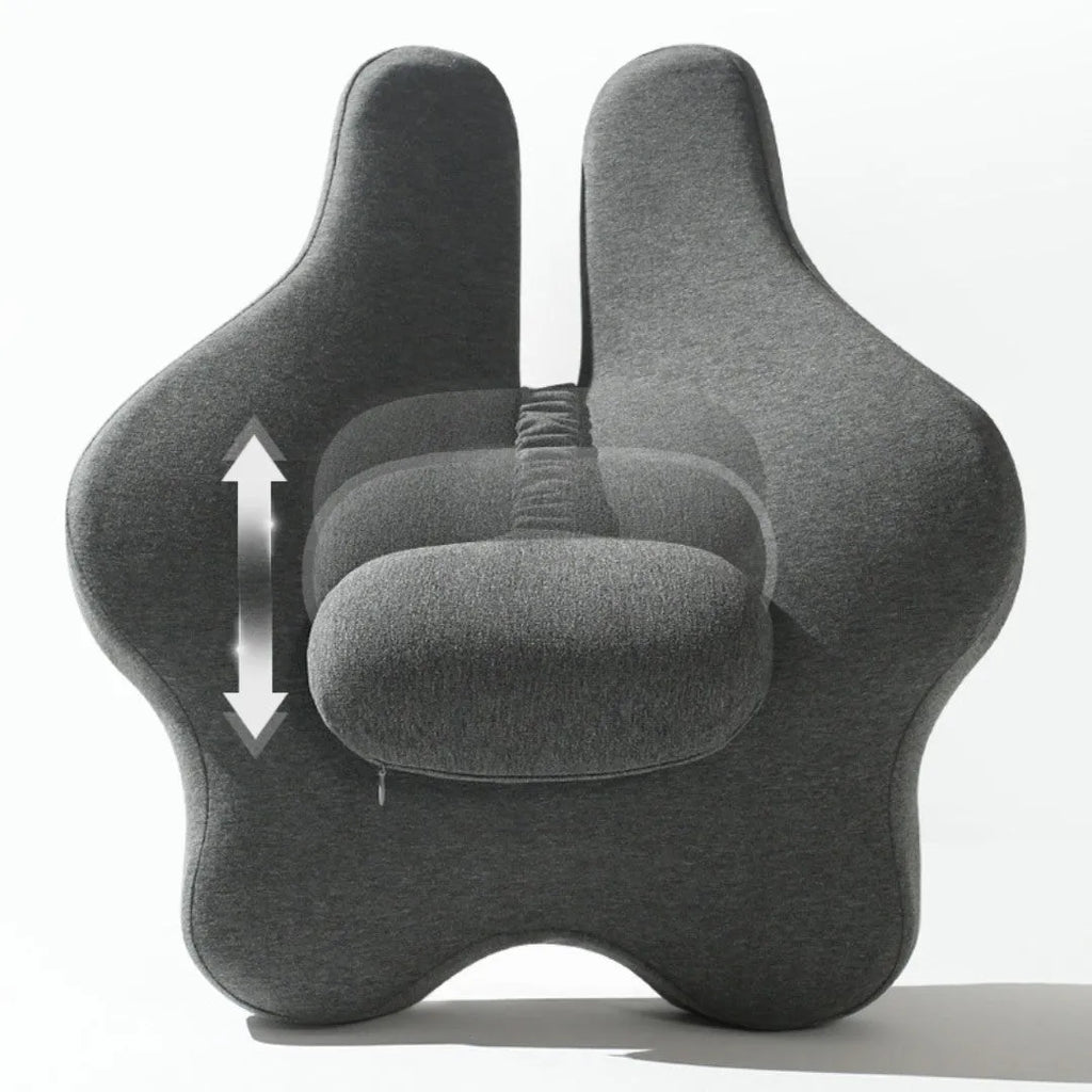 Memory foam car lumbar support cushion in black colour on car seat
