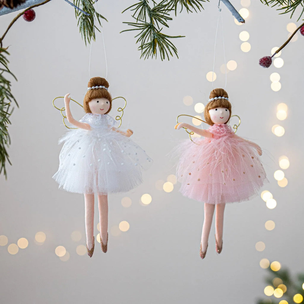 Pink and white cloth ballet girl angel plush pendant doll with modern simple style