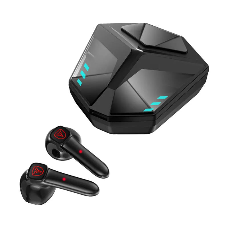Black wireless Bluetooth gaming headset with over-ear cushions and adjustable headband