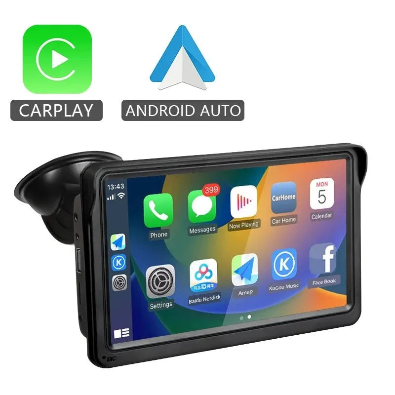 7-inch car display with 1024x600 HD screen, wireless CarPlay and Bluetooth 5.0